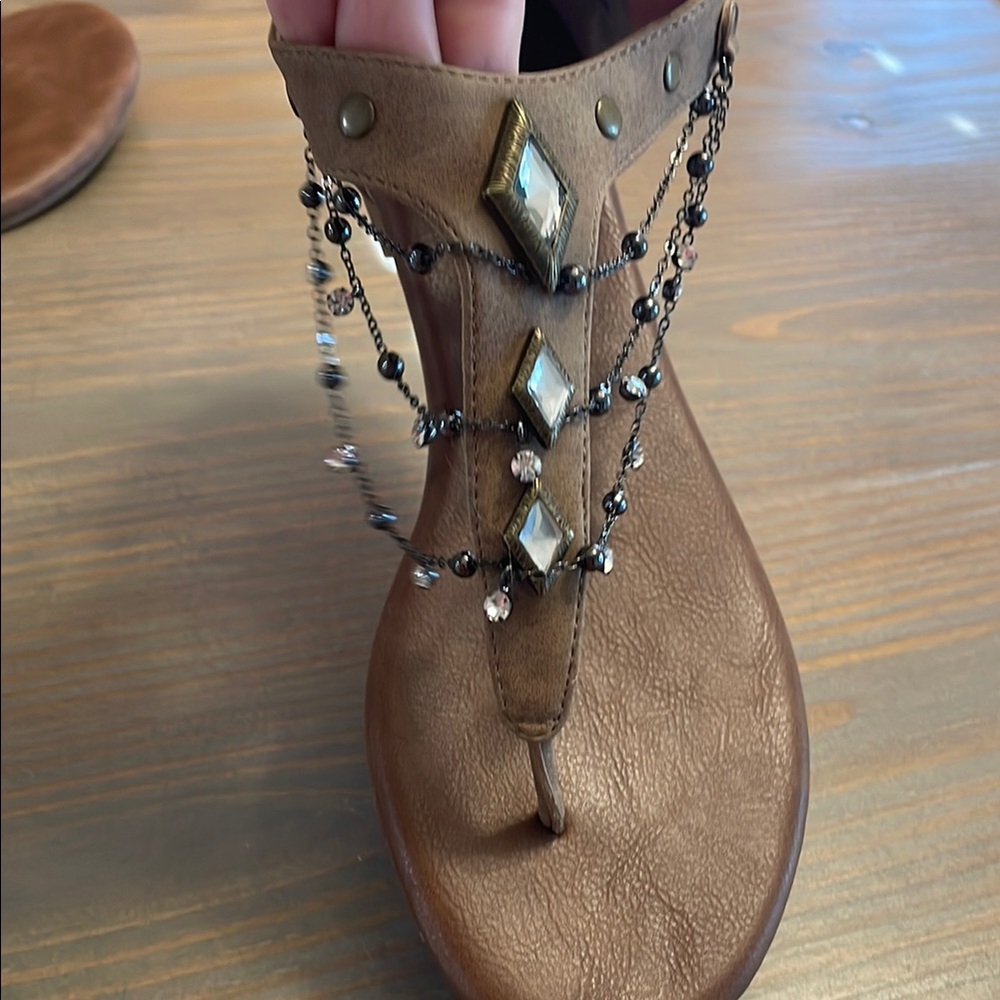 Limelight Brown and Black Beaded Sandals